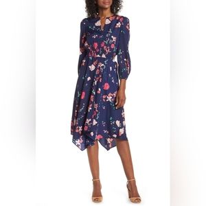 Floral Print Eliza J Poet Sleeve Smocked Waist Wedding Attire Size 10